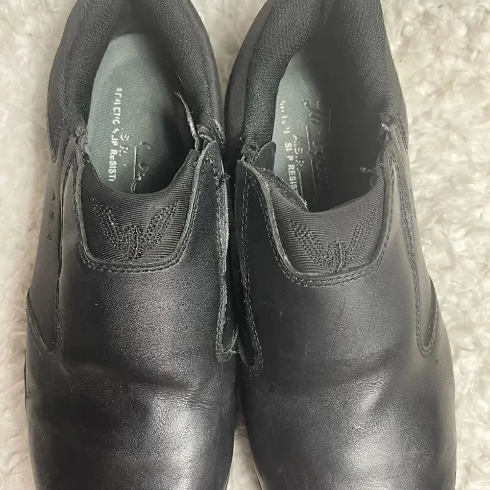 Unisex Thorogood ASR Black Leather slip on shoes Rubber soles Men SZ9M W SZ11M